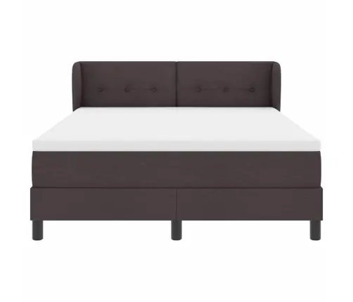 Kiemas Lova Su Čiužiniu Tamsiai Rudas 140 X 190 Cm Audinys