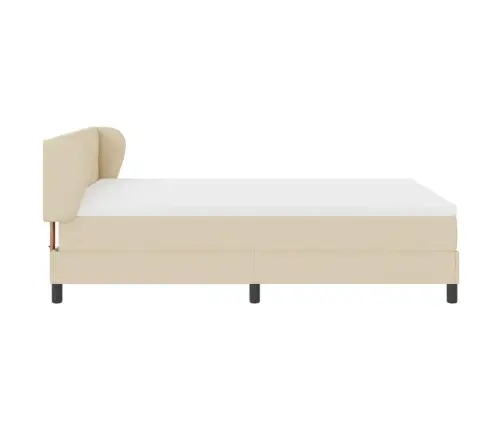 Kastītes Atsperu Gulta Ar Matraci Krēmkrāsa 140 X 190 Cm Audums Vidaxl