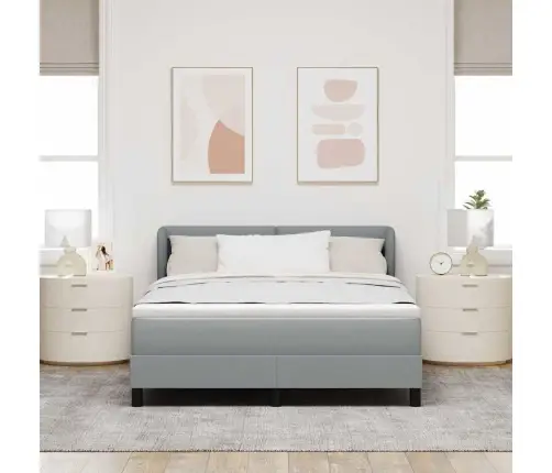 Kastītes Atsperu Gulta Gaiši Pelēka 140 X 200 Cm Audums Vidaxl