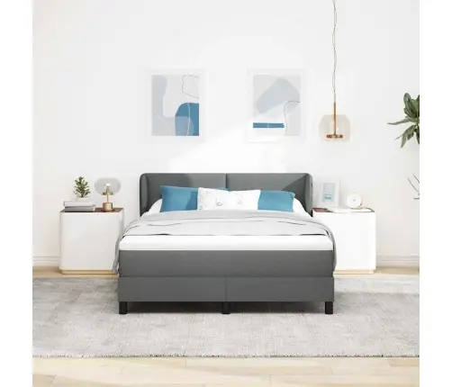 Kastītes Atsperu Gulta Tumši Pelēka 140 X 200 Cm Audums Vidaxl