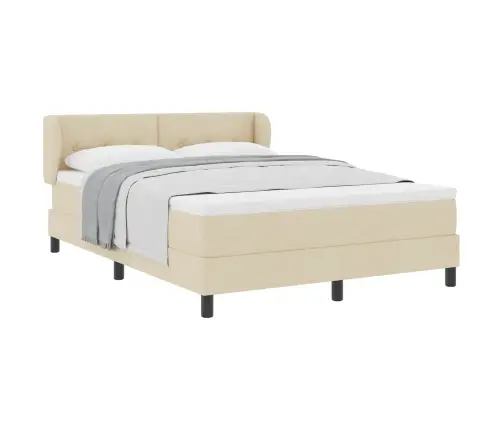 Kastītes Atsperu Gulta Ar Matraci Krēmkrāsa 140 X 200 Cm Audums Vidaxl