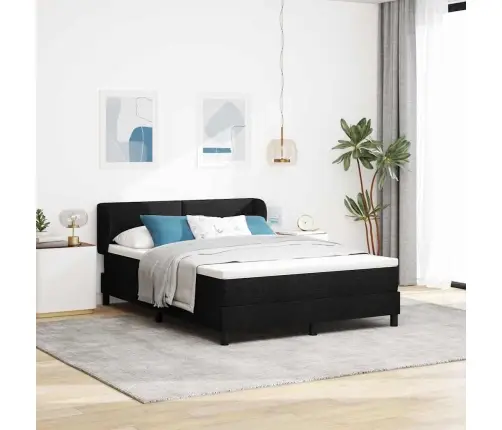 Kontinentālā Gulta Ar Matraci Melna 160 X 200 Cm Audums Vidaxl