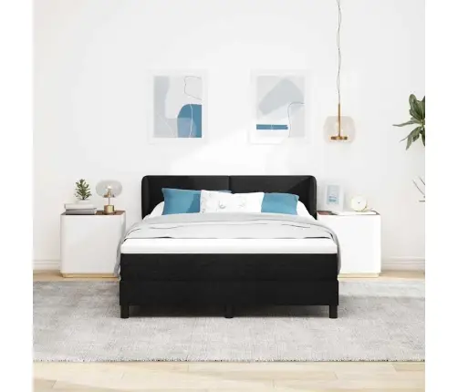 Kontinentālā Gulta Ar Matraci Melna 160 X 200 Cm Audums Vidaxl