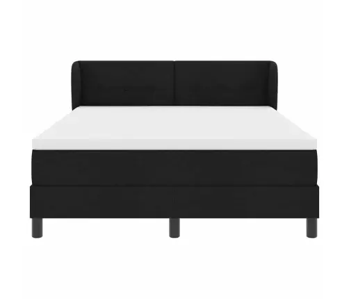 Kontinentālā Gulta Ar Matraci Melna 160 X 200 Cm Audums Vidaxl