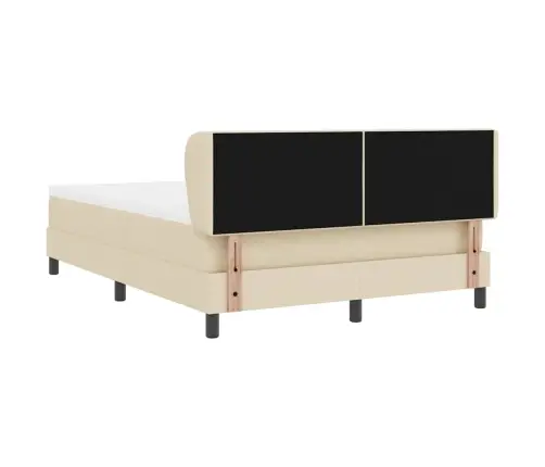 Kastītes Atsperu Gulta Ar Matraci Krēmkrāsa 160 X 200 Cm Audums Vidaxl