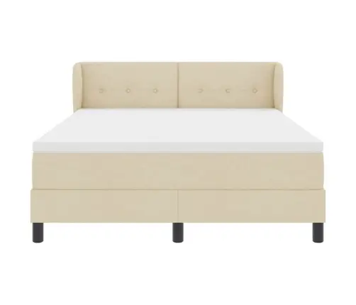 Kastītes Atsperu Gulta Ar Matraci Krēmkrāsa 160 X 200 Cm Audums Vidaxl
