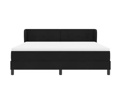 Kastītes Atsperu Gulta Ar Matraci Melna 180 X 200 Cm Audums Vidaxl