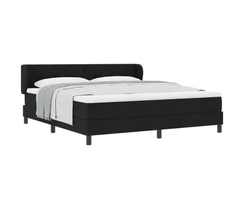 Kastītes Atsperu Gulta Ar Matraci Melna 180 X 200 Cm Audums Vidaxl