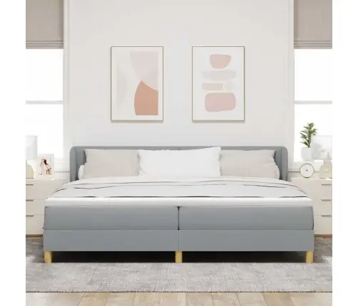 Kiemas Lova Su Čiužiniu Šviesiai Pilka 200 X 200 Cm Audinys