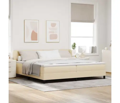 Kastītes Atsperu Gulta Ar Matraci Krēmkrāsa 200 X 200 Cm Audums Vidaxl