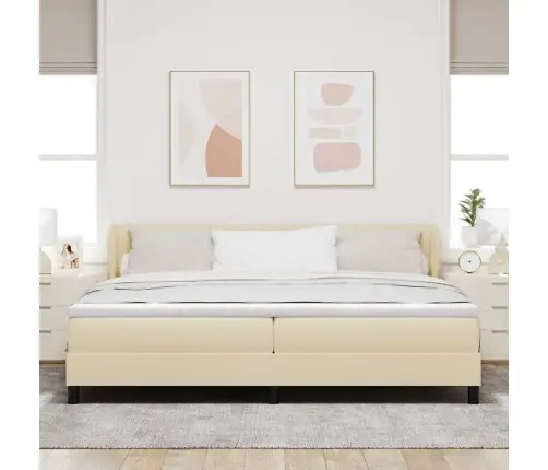 Kastītes Atsperu Gulta Ar Matraci Krēmkrāsa 200 X 200 Cm Audums Vidaxl