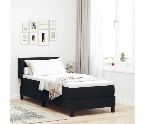 Kontinentālā Gulta Ar Matraci Melna 80 X 200 Cm Audums Vidaxl