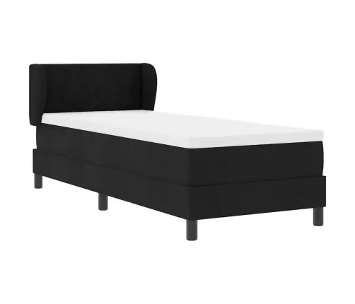 Kontinentālā Gulta Ar Matraci Melna 80 X 200 Cm Audums Vidaxl