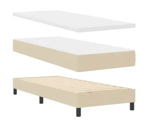 Kontinentālā Gulta Ar Matraci Krēmkrāsa 80 X 200 Cm Audums Vidaxl