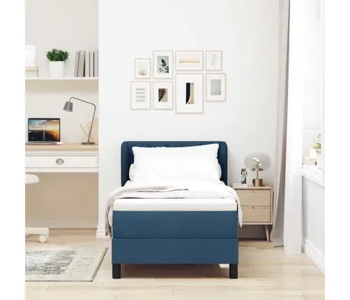 Gultas Ar Matraci Zils 80X200 Cm Audums Vidaxl