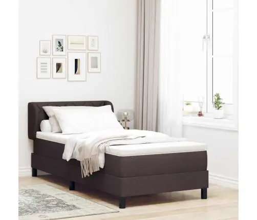Kontinentālā Gulta Ar Matraci Tumši Brūna 90 X 190 Cm Audums Vidaxl