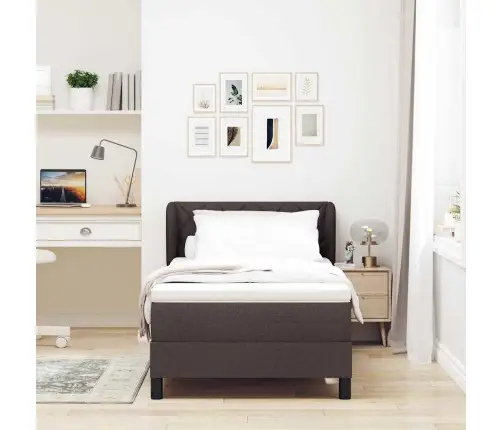 Kontinentālā Gulta Ar Matraci Tumši Brūna 90 X 190 Cm Audums Vidaxl