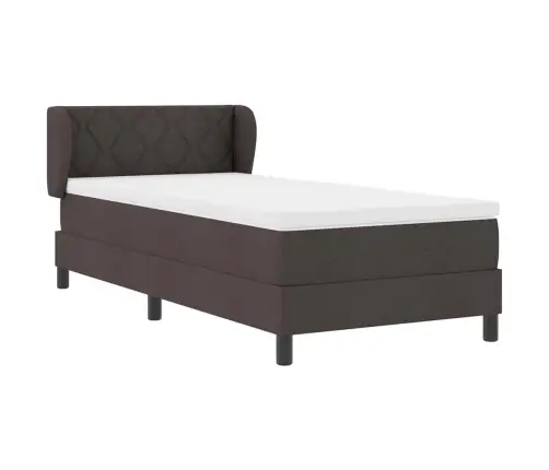 Kontinentālā Gulta Ar Matraci Tumši Brūna 90 X 190 Cm Audums Vidaxl