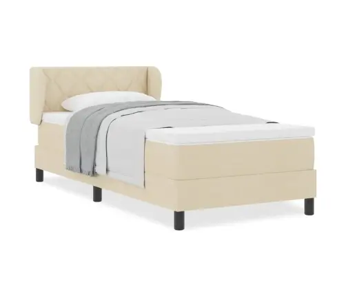 Kontinentālā Gulta Ar Matraci Krēmkrāsa 90 X 190 Cm Audums Vidaxl