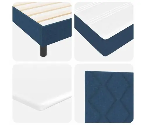 Kontinentālā Gulta Ar Matraci Zila 90 X 190 Cm Audums Vidaxl