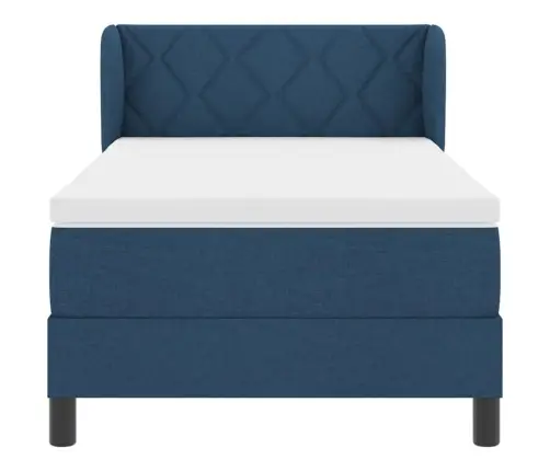 Kontinentālā Gulta Ar Matraci Zila 90 X 190 Cm Audums Vidaxl