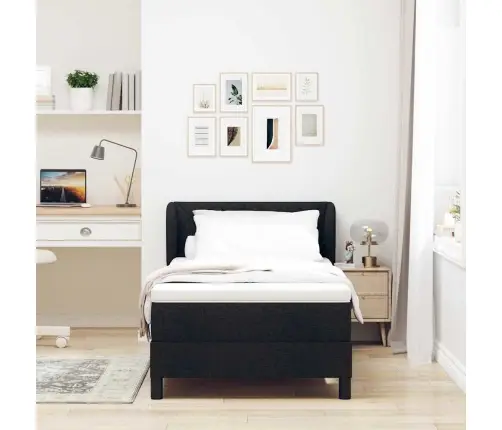 Gultas Pamats Ar Matraci Melnā Krāsā 90X200 Cm Audums Vidaxl