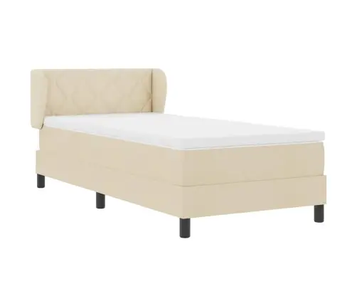 Kontinentālā Gulta Ar Matraci Krēmkrāsa 90 X 200 Cm Audums Vidaxl