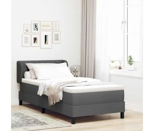 Kaste Gultas Ar Matraci Tumši Pelēka 100X200 Cm Audums Vidaxl