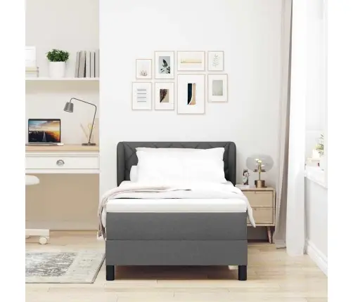 Kaste Gultas Ar Matraci Tumši Pelēka 100X200 Cm Audums Vidaxl