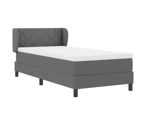 Kaste Gultas Ar Matraci Tumši Pelēka 100X200 Cm Audums Vidaxl