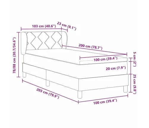 Kiemas Lova Su Čiužiniu Juoda 100 X 200 Cm Audinys