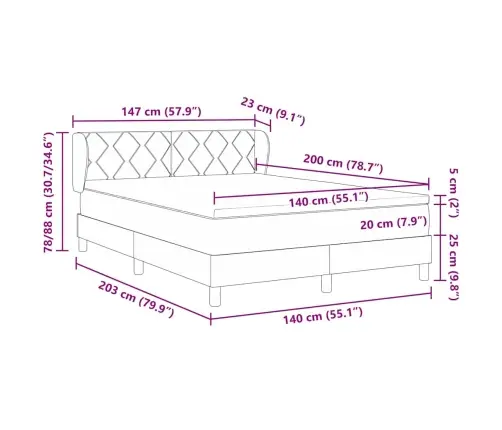 Gultas Pamats Ar Matraci Gaiši Pelēks 140X200 Cm Audums Vidaxl