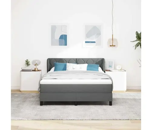Boxspring Gulta Ar Matraču Tumši Pelēka 140X200 Cm Audums Vidaxl