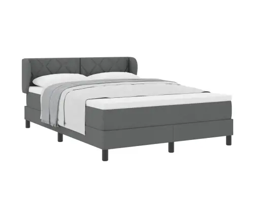 Boxspring Gulta Ar Matraču Tumši Pelēka 140X200 Cm Audums Vidaxl
