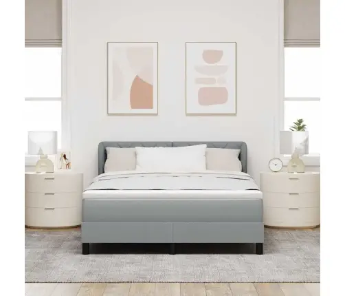 Kastē Pavasara Gulta Ar Matraci Gaiši Pelēks 160X200 Cm Audums Vidaxl