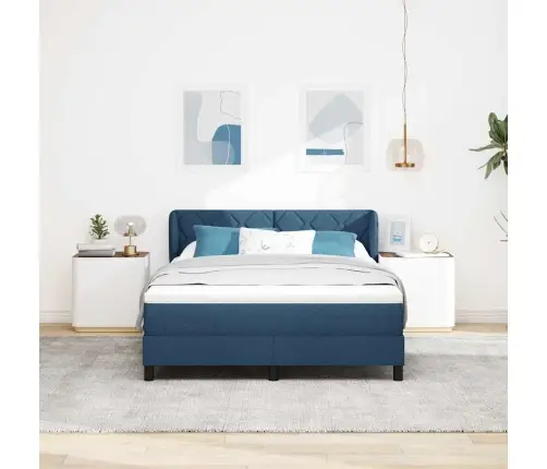 Vedruvoodi Madratsiga Madratsiga Sinine 160 X 200 Cm Kangas