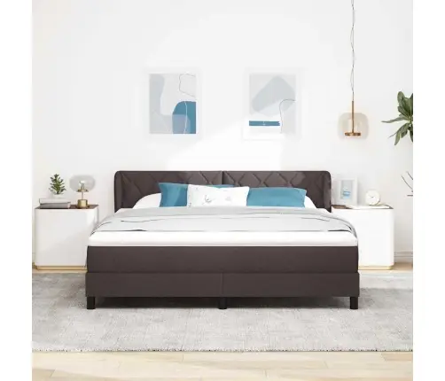 Gultas Pamatne Ar Matraču Tumši Brūnā Krāsā 180X200 Cm Audums Vidaxl