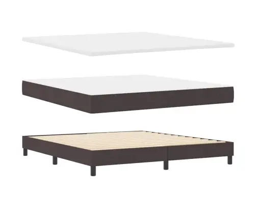 Gultas Pamatne Ar Matraču Tumši Brūnā Krāsā 180X200 Cm Audums Vidaxl