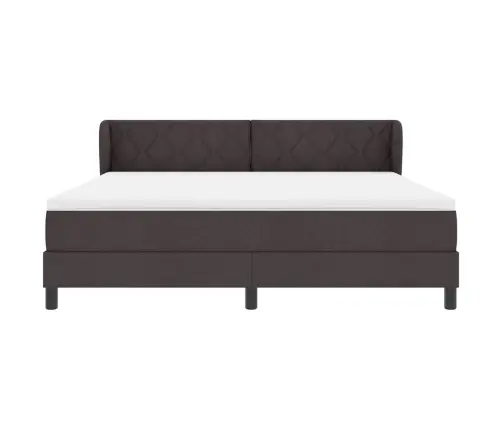 Gultas Pamatne Ar Matraču Tumši Brūnā Krāsā 180X200 Cm Audums Vidaxl