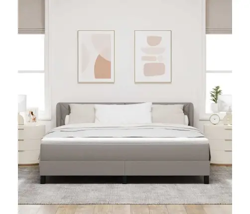 Kontinentālā Gulta Ar Matraci Pelēkbrūna 180 X 200 Cm Audums Vidaxl
