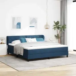 Spyruoklinė Lova Su Čiužiniu Mėlyna 180 X 200 Cm Audinys Spyruoklinė Lova Su Čiužiniu Mėlyna 180 X 200 Cm Audinys
