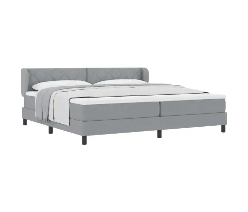 Kiemas Lova Su Čiužiniu Šviesiai Pilka 200 X 200 Cm Audinys