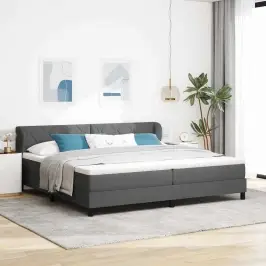 Kiemas Lova Su Čiužiniu Tamsiai Pilka 200 X 200 Cm Audinys