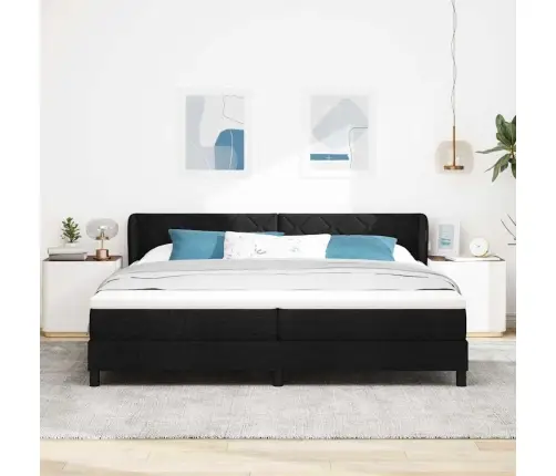 Melnā Kaste Gultas Pamatne Ar Matraci, 200X200 Cm, Audums Vidaxl