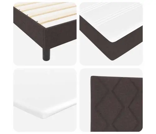 Box Spring Gulta Ar Matraci Tumši Brūnā Krāsā 200X200 Cm Audums Vidaxl