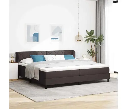 Box Spring Gulta Ar Matraci Tumši Brūnā Krāsā 200X200 Cm Audums Vidaxl
