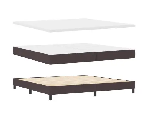 Box Spring Gulta Ar Matraci Tumši Brūnā Krāsā 200X200 Cm Audums Vidaxl