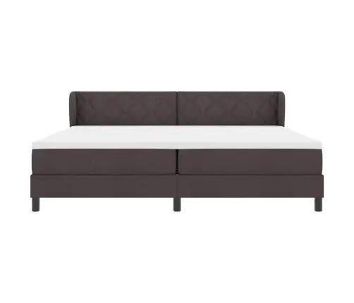 Box Spring Gulta Ar Matraci Tumši Brūnā Krāsā 200X200 Cm Audums Vidaxl