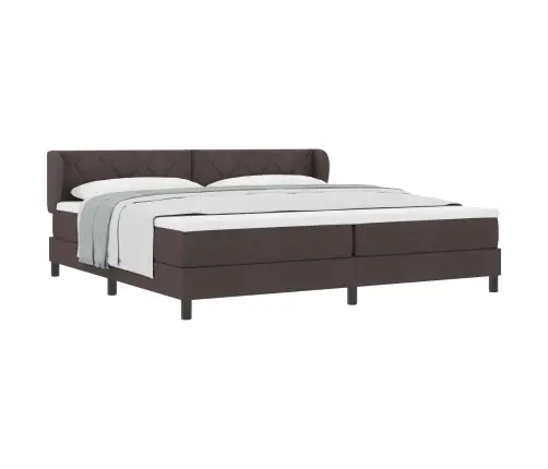 Box Spring Gulta Ar Matraci Tumši Brūnā Krāsā 200X200 Cm Audums Vidaxl