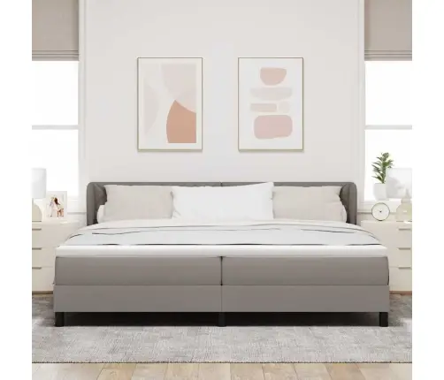 Kontinentālā Gulta Ar Matraci Pelēkbrūna 200 X 200 Cm Audums Vidaxl